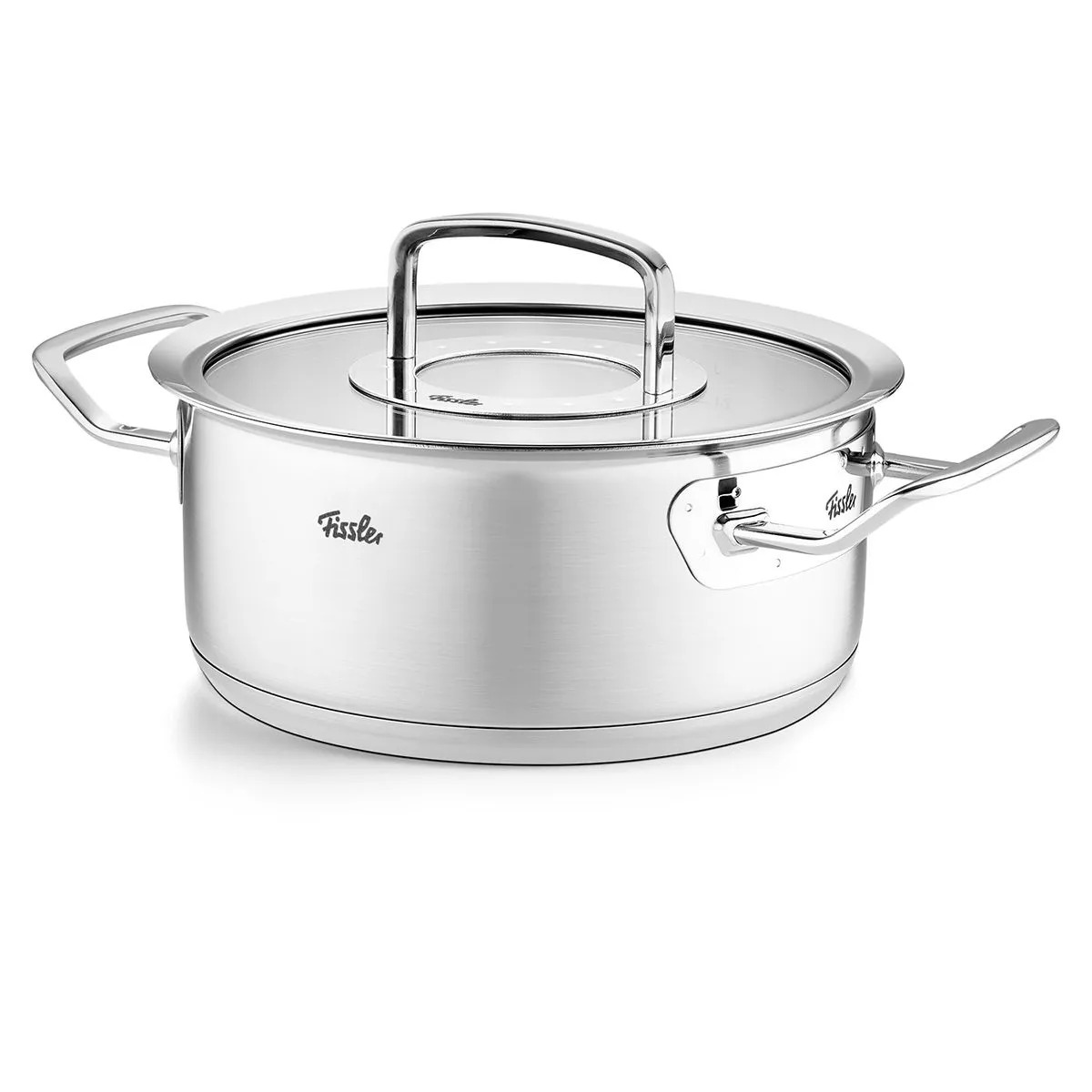 Kochtopf niedrig ORIGINAL PROFI 20 cm, silber, Edelstahl, Fissler