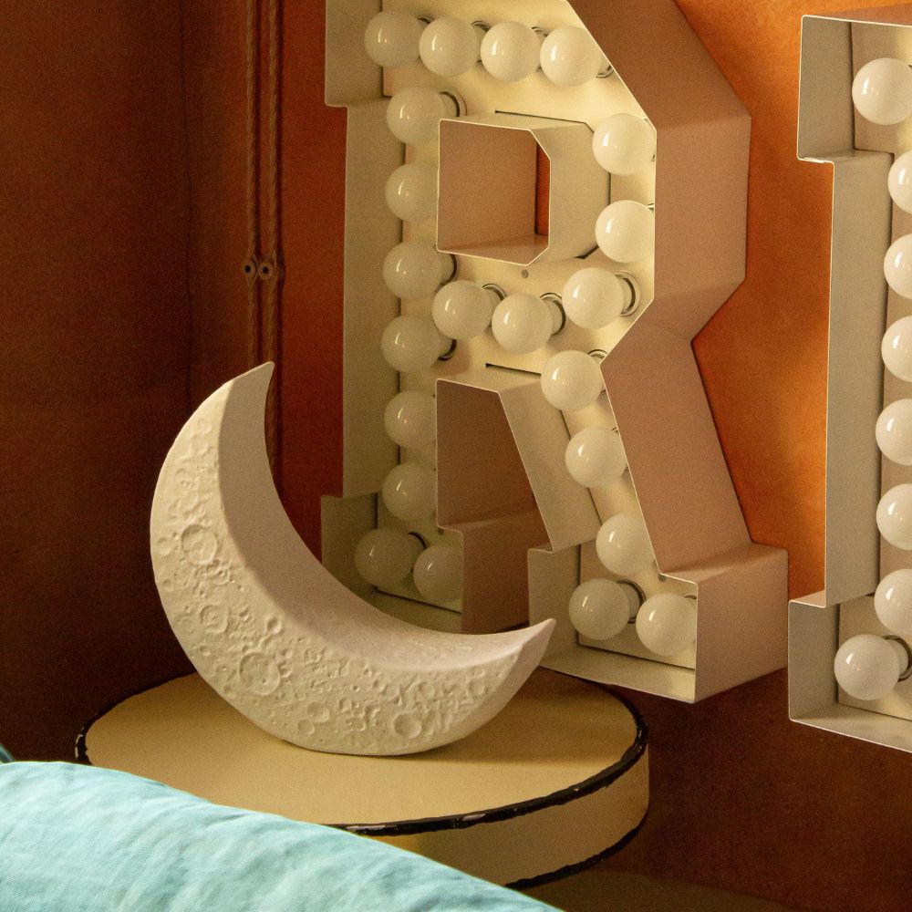 Tischlampe MY TINY MOON 37 cm, weiß, Porzellan, Seletti