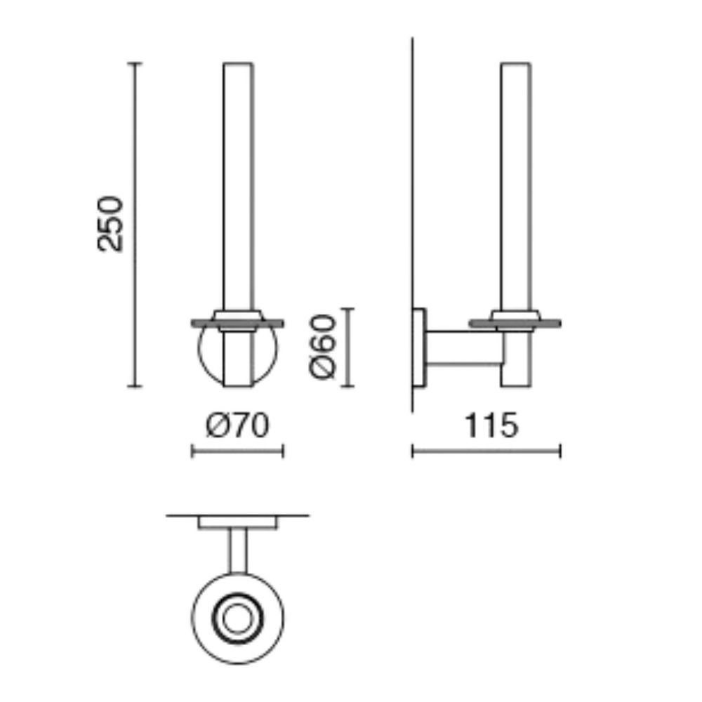 Ersatzrollenhalter SCALA 25 cm, poliert, Edelstahl, Zack