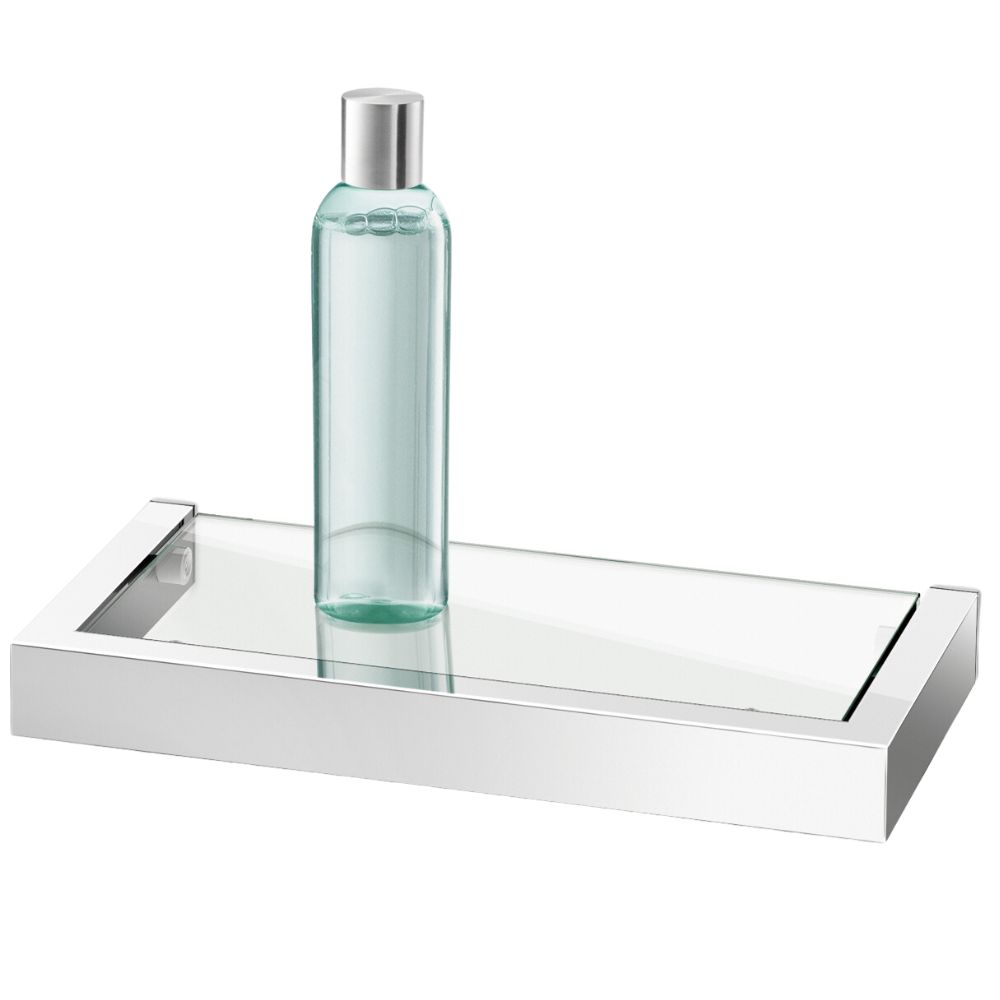 Badregal LINEA 26 cm, poliert, Edelstahl/Glas, Zack