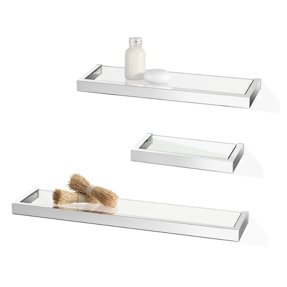 Badregal LINEA 26 cm, poliert, Edelstahl/Glas, Zack