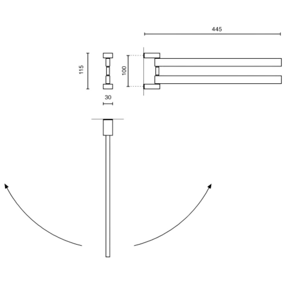 Handtuchhalter LINEA 44 cm, doppelt, poliert, Edelstahl, Zack