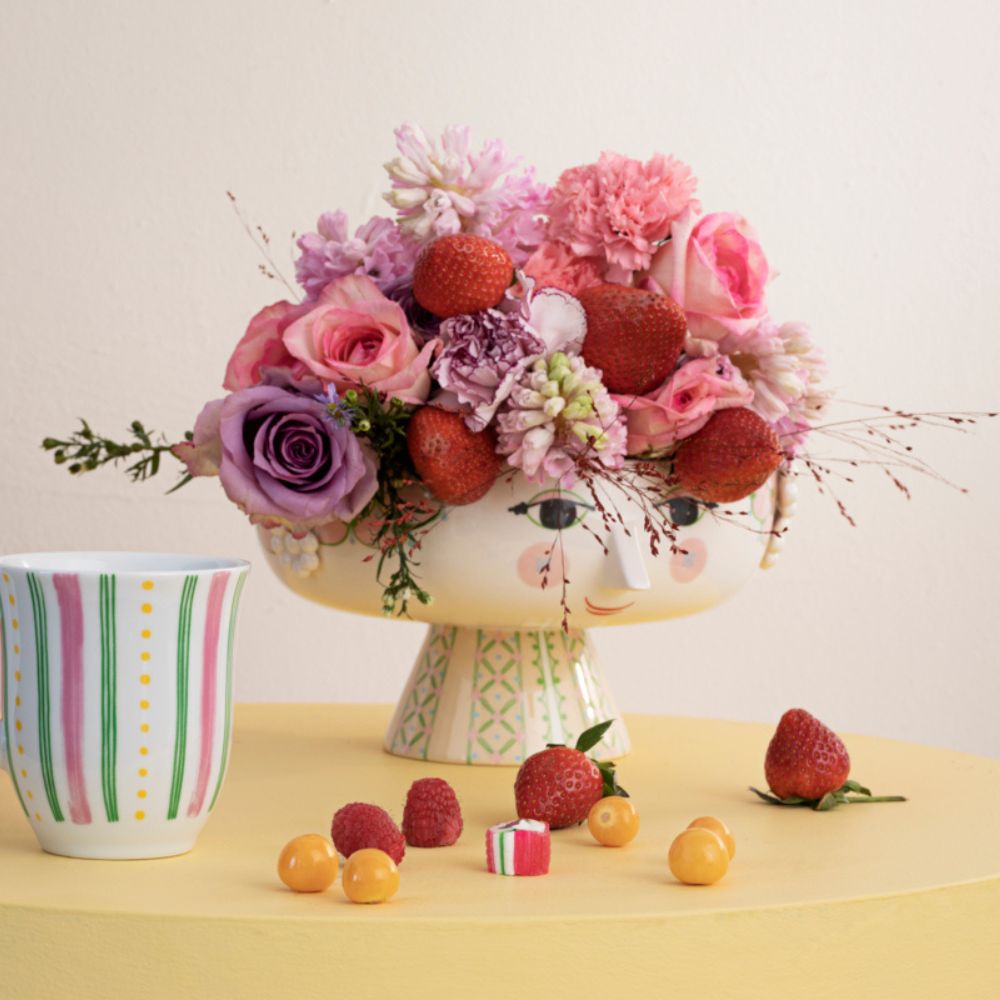 Servierschale EVA 24 cm, rosa, Keramik, Bjørn Wiinblad