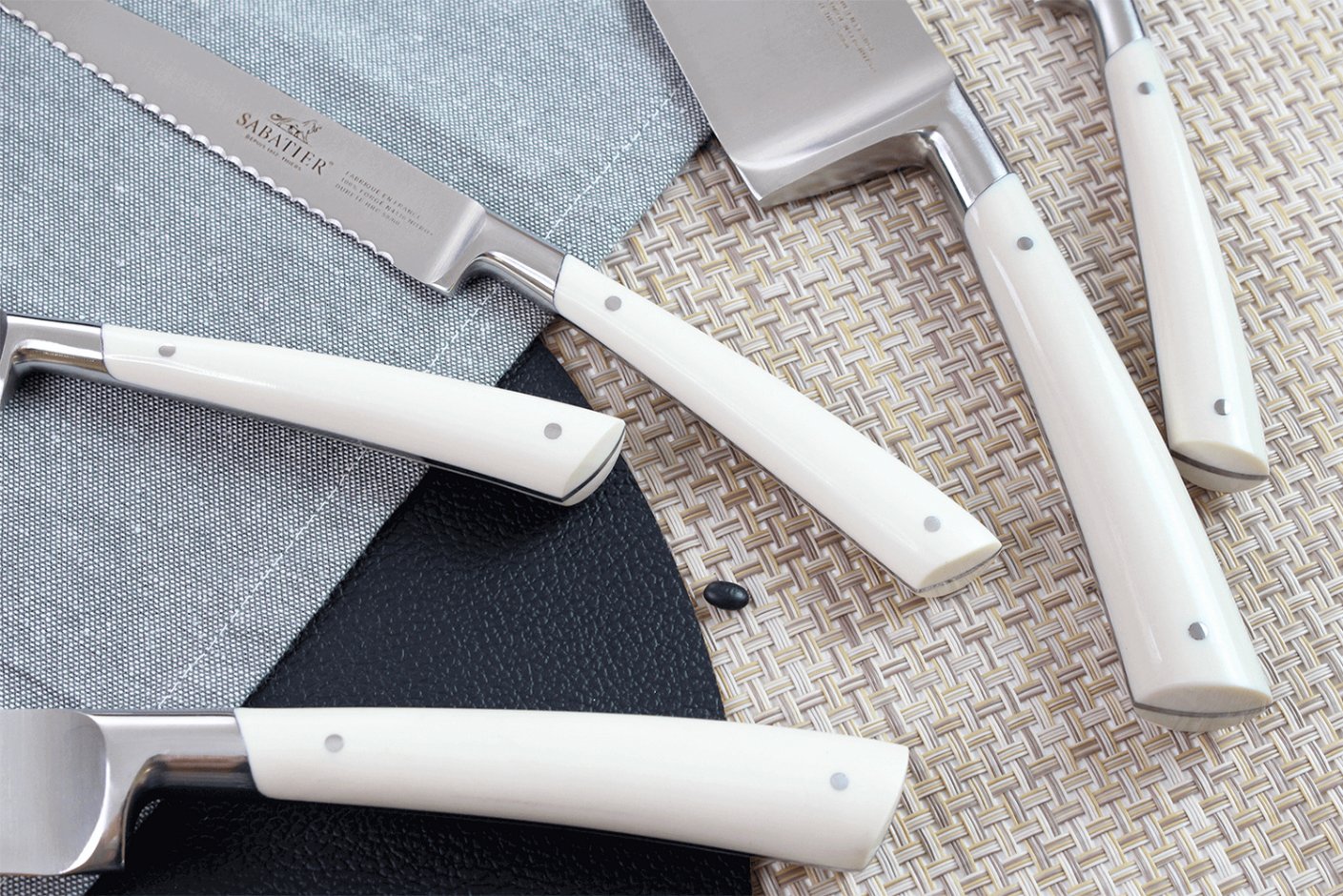 Chefmesser Kochmesser EDONIST 20 cm, Edelstahlnieten, weiß, Lion Sabatier