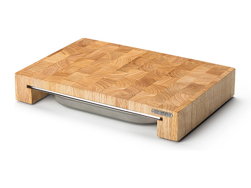 Schneidebrett 39 x 27 cm, mit Edelstahlschublade, braun, Holz Continenta