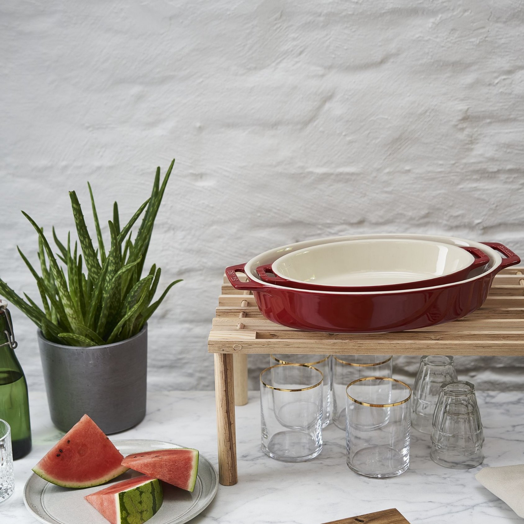 Auflaufform 23 cm, rot, Keramik, Staub