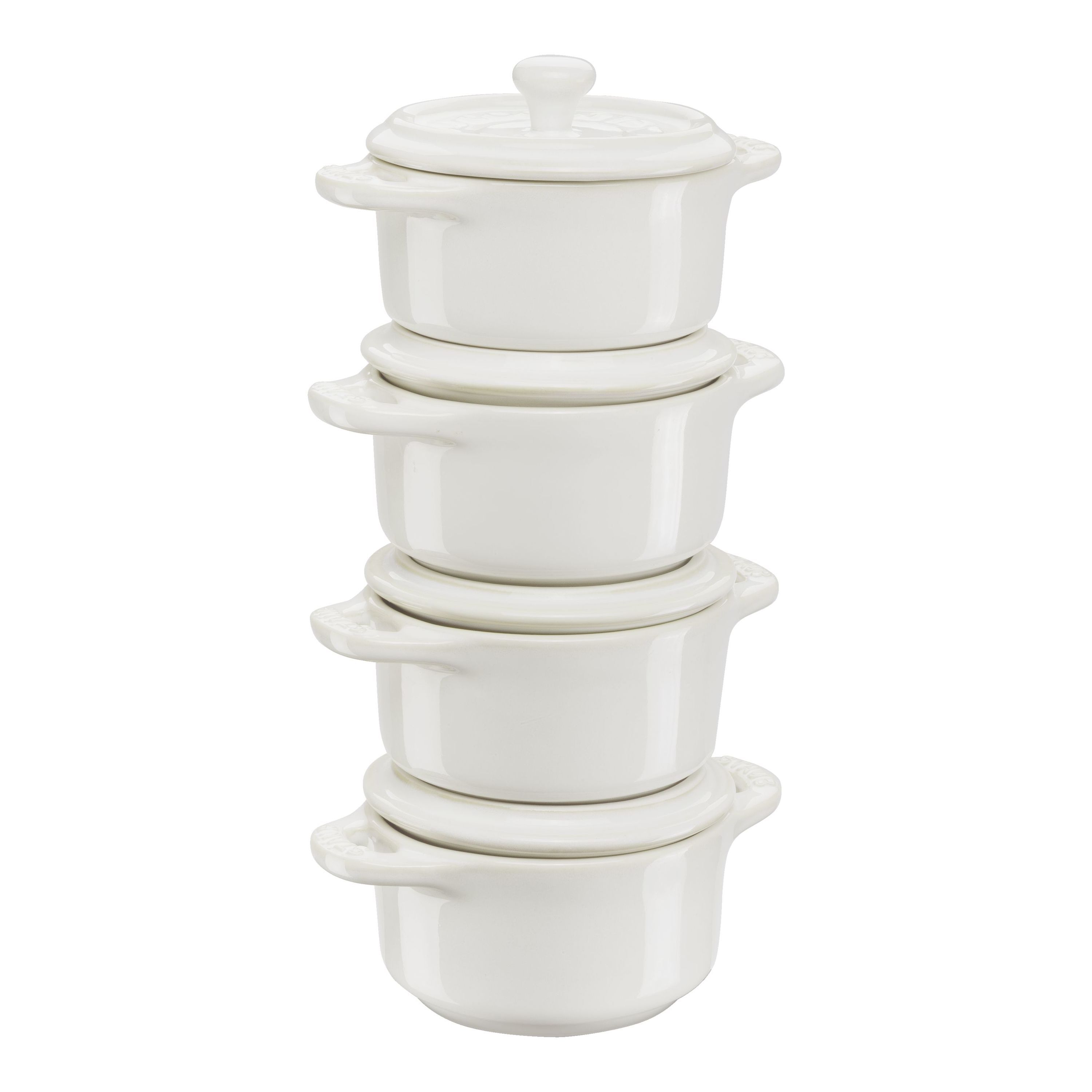 Auflaufform Mini Cocotte 10 cm, 4er-Set, Ivory, Keramik, Staub