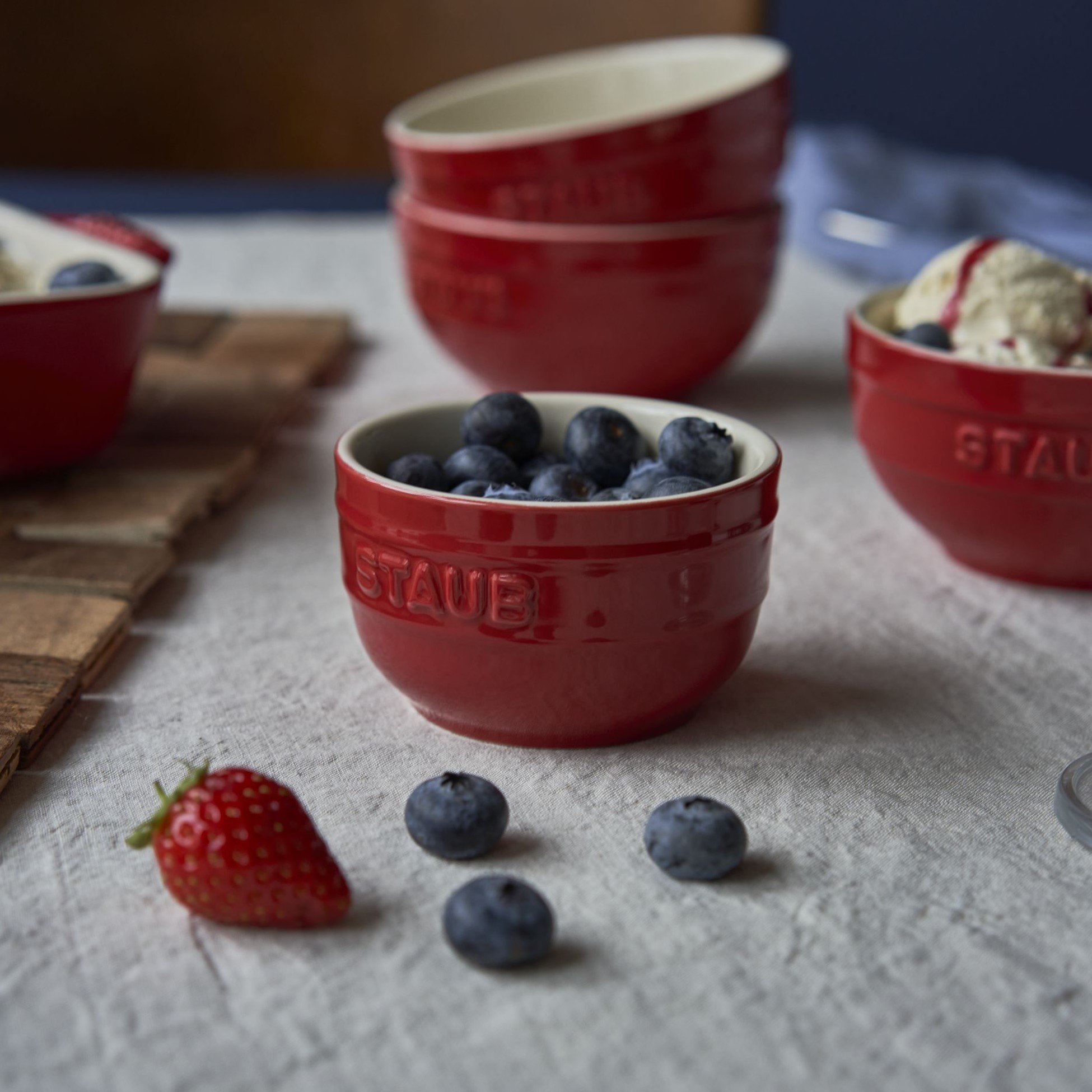 Ramekin 9 cm, 4er-Set, rot, Keramik, Staub