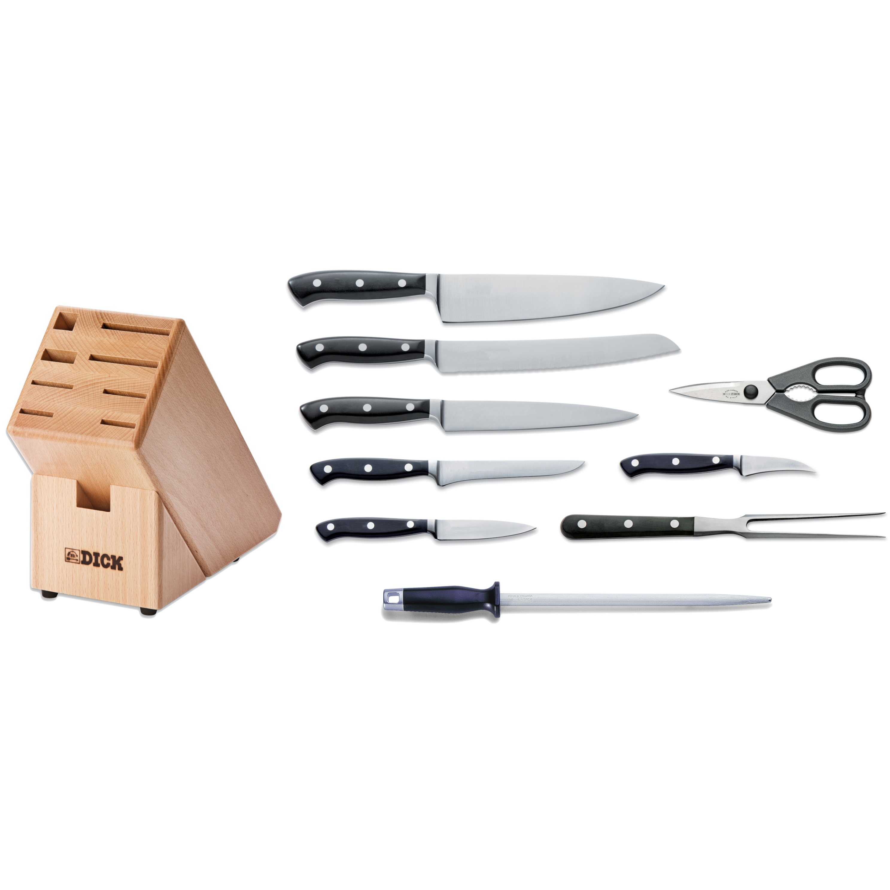 Küchenmesser Set PREMIER PLUS mit Messerblock, 9-teilig, rostfreier Stahl, F.DICK
