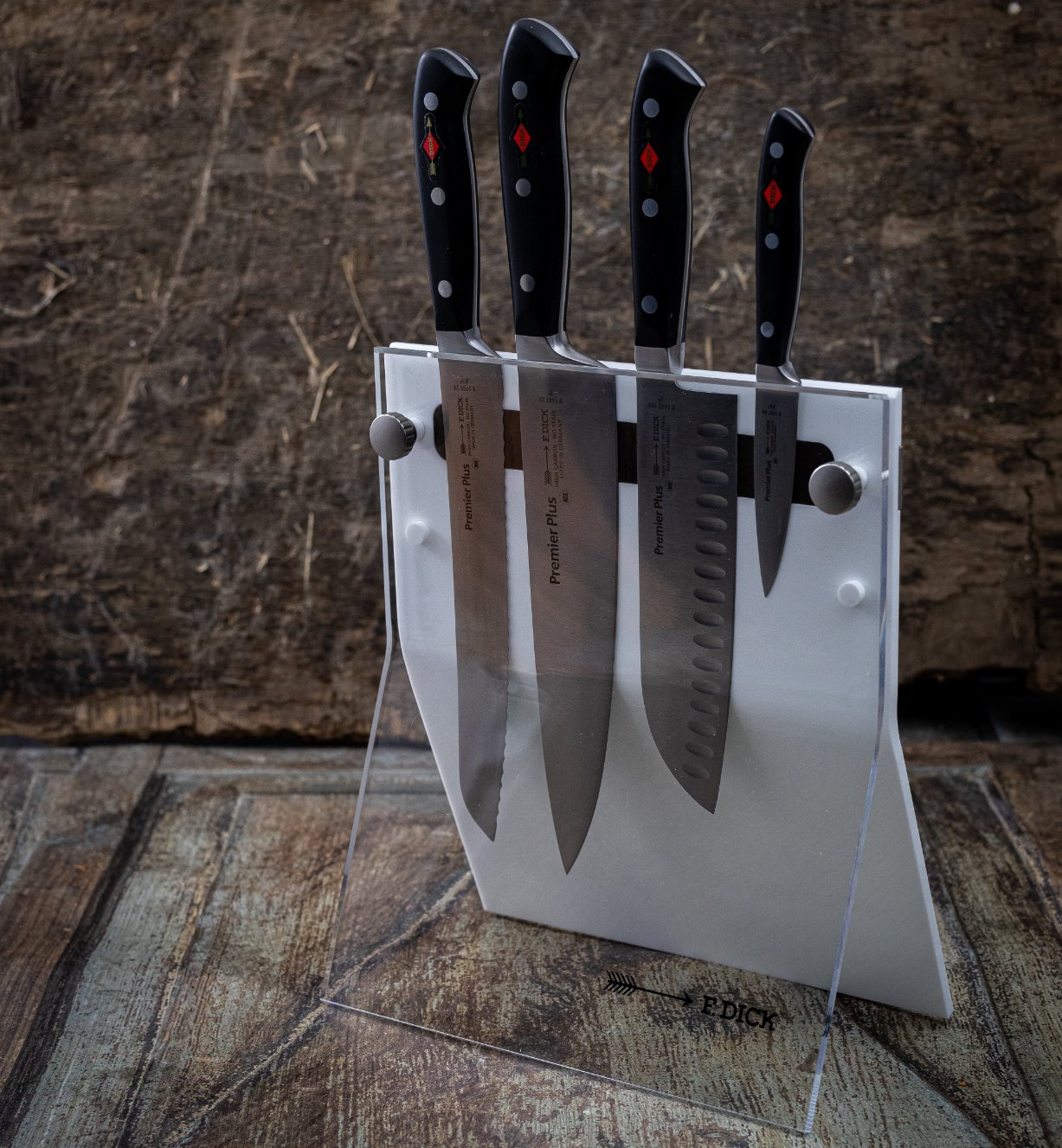Küchenmesser PREMIER PLUS mit Ständer, 4-teilig, weiß, rostfreier Stahl, F.DICK