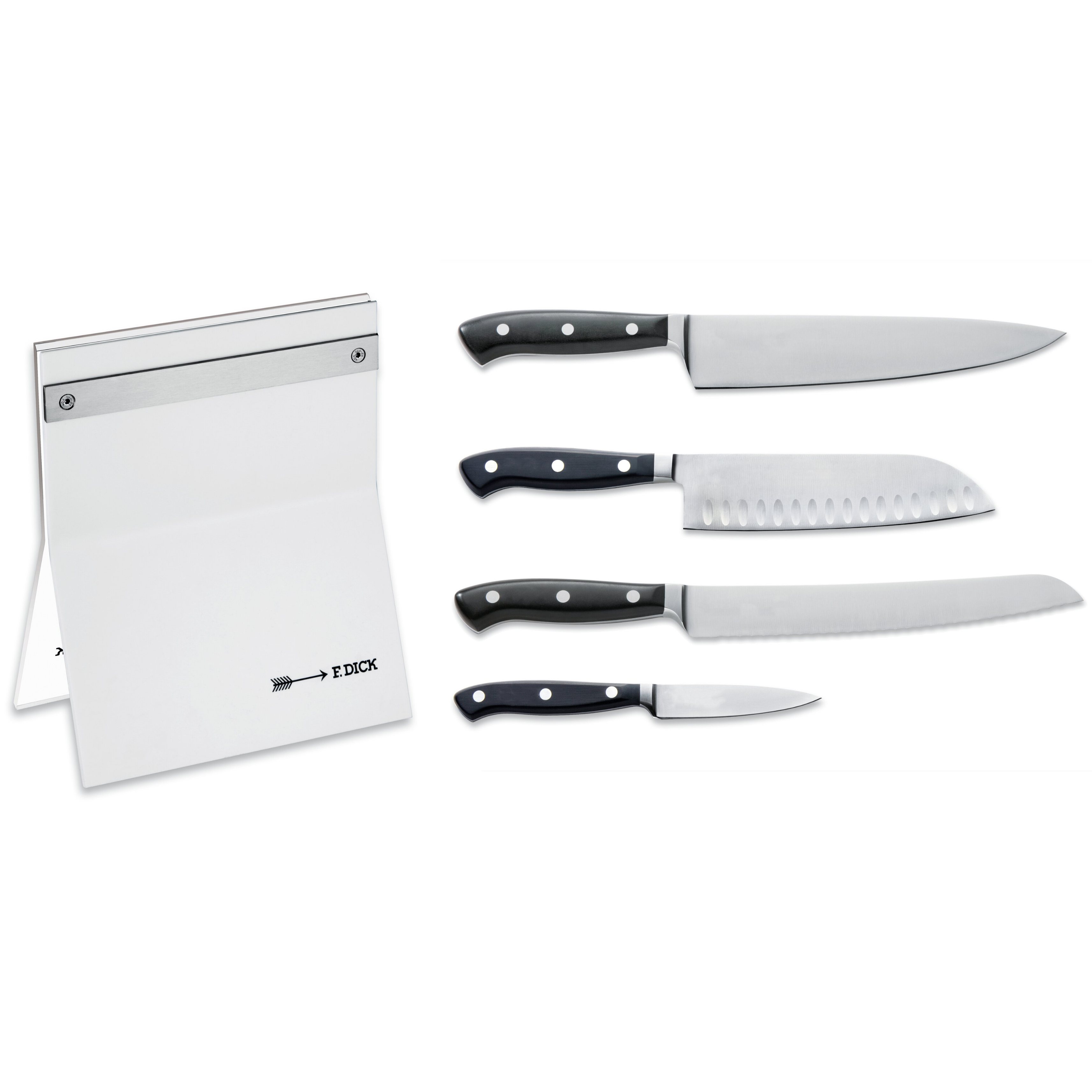 Küchenmesser PREMIER PLUS mit Ständer, 4-teilig, weiß, rostfreier Stahl, F.DICK