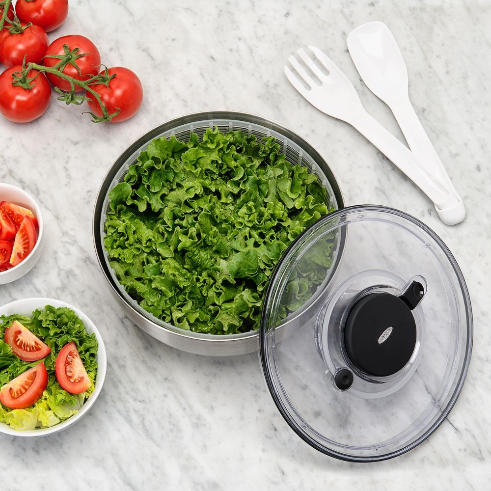 Salatschleuder STEEL 6,0 l, silber, Edelstahl, OXO
