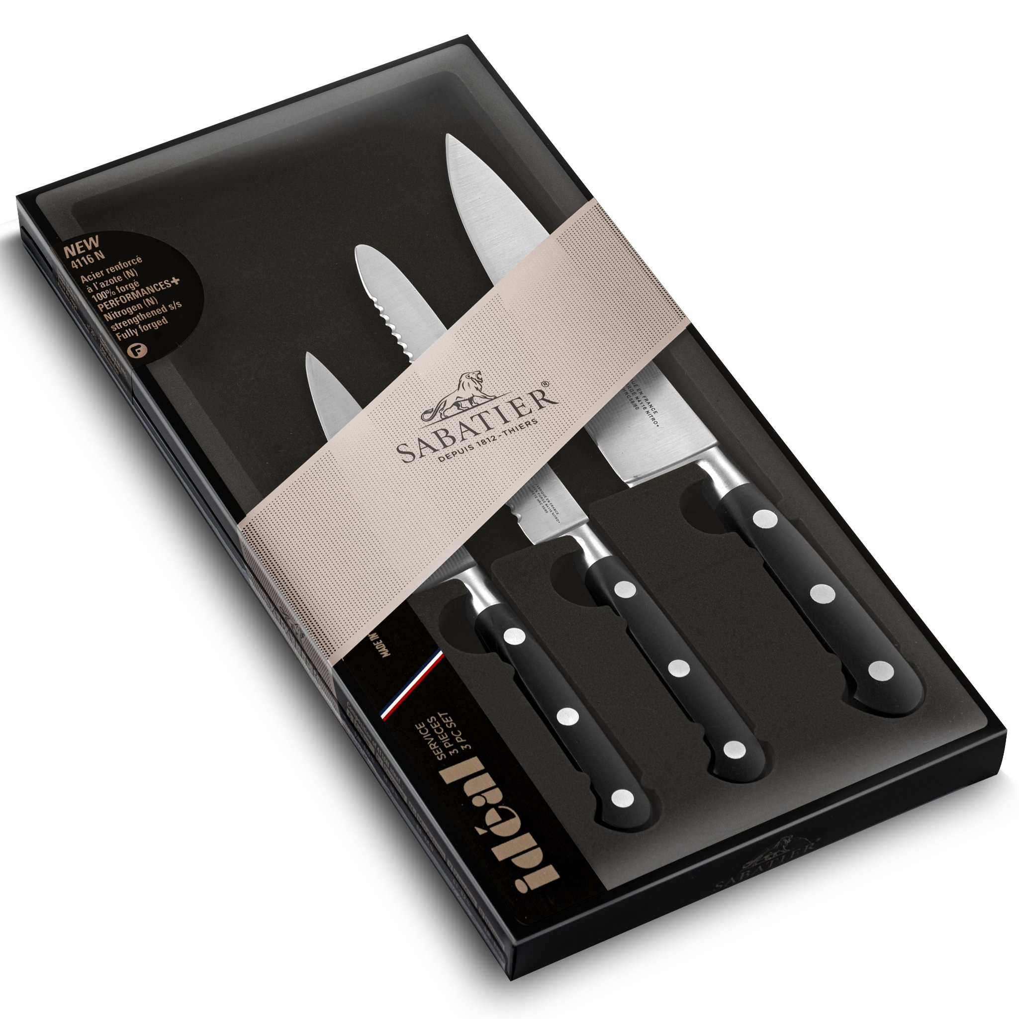 Messerset IDÉAL PRÉPARER, 3-teilig, Edelstahlnieten, Lion Sabatier