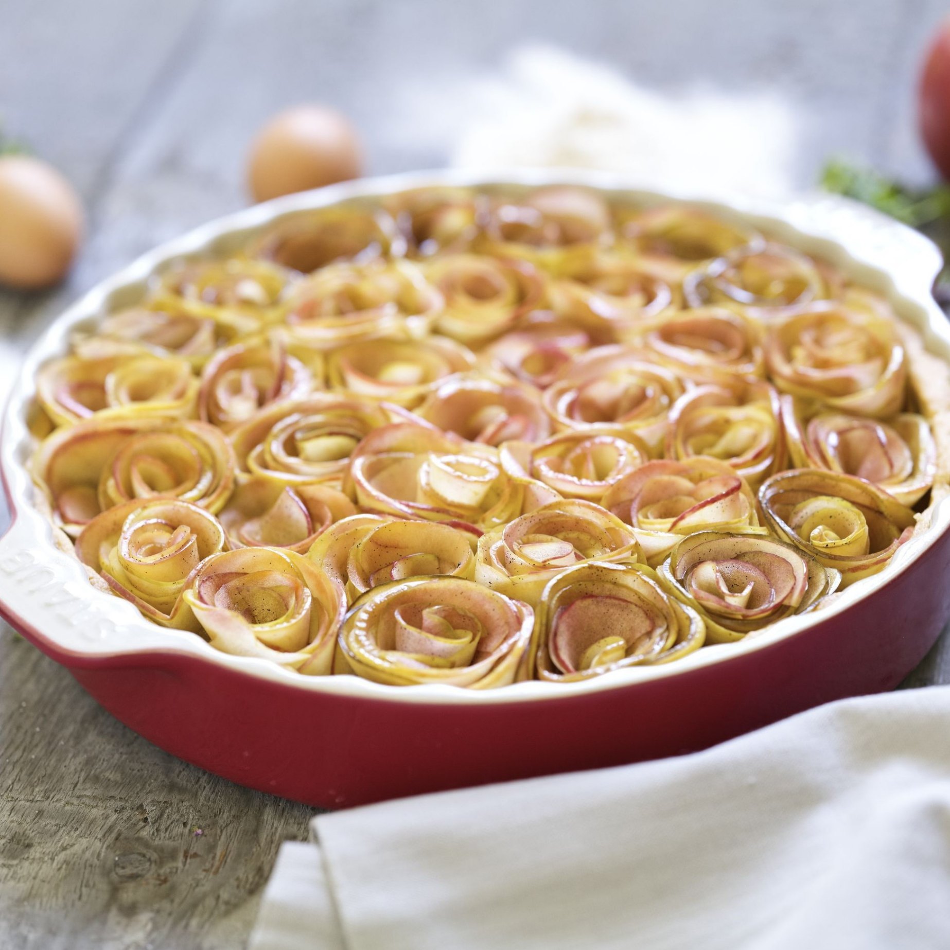 Tarteform Backform 30 cm, rot, Keramik, Staub