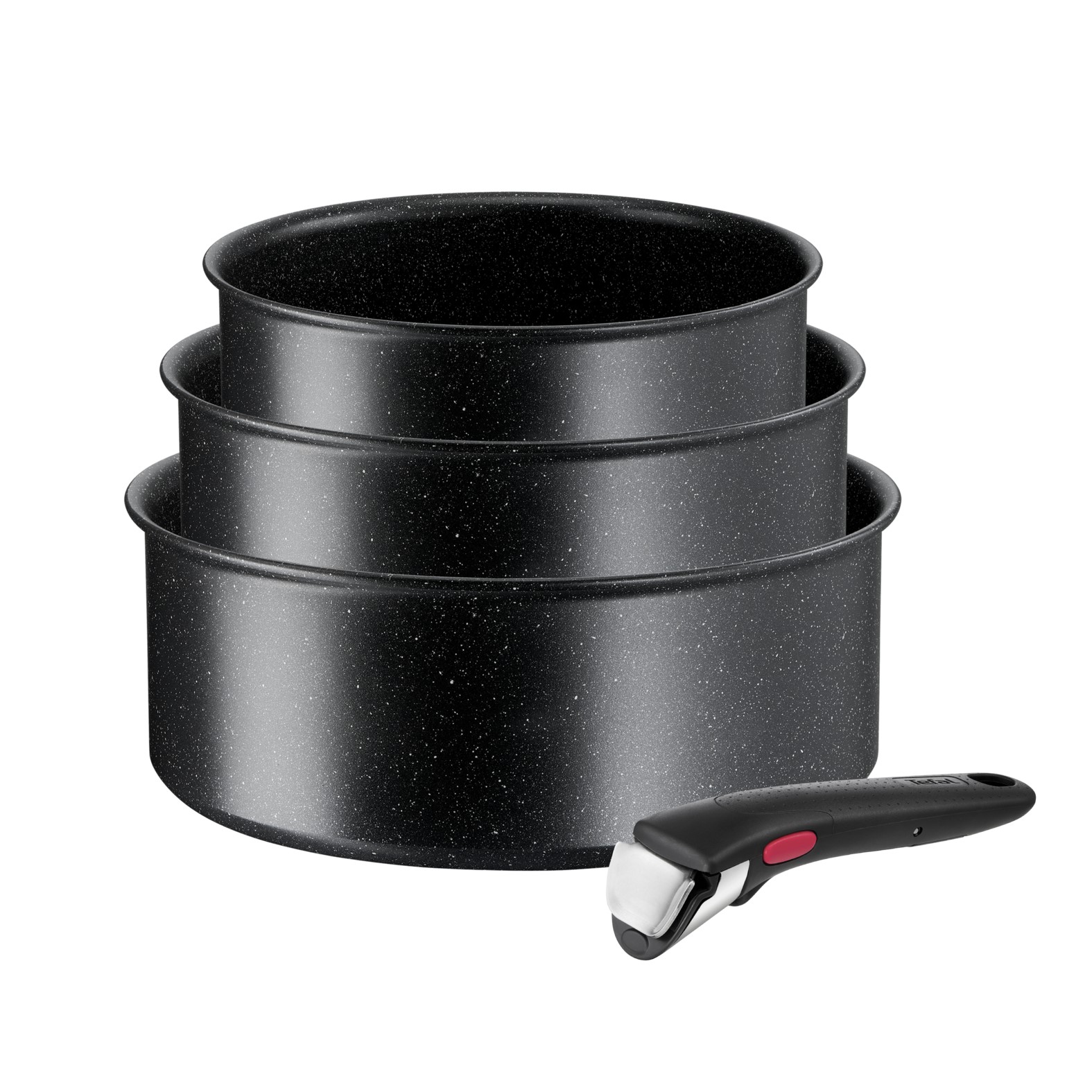 Kochtopfset INGENIO BLACK STONE L3998902, 4-teilig, schwarz, Aluminium, Tefal