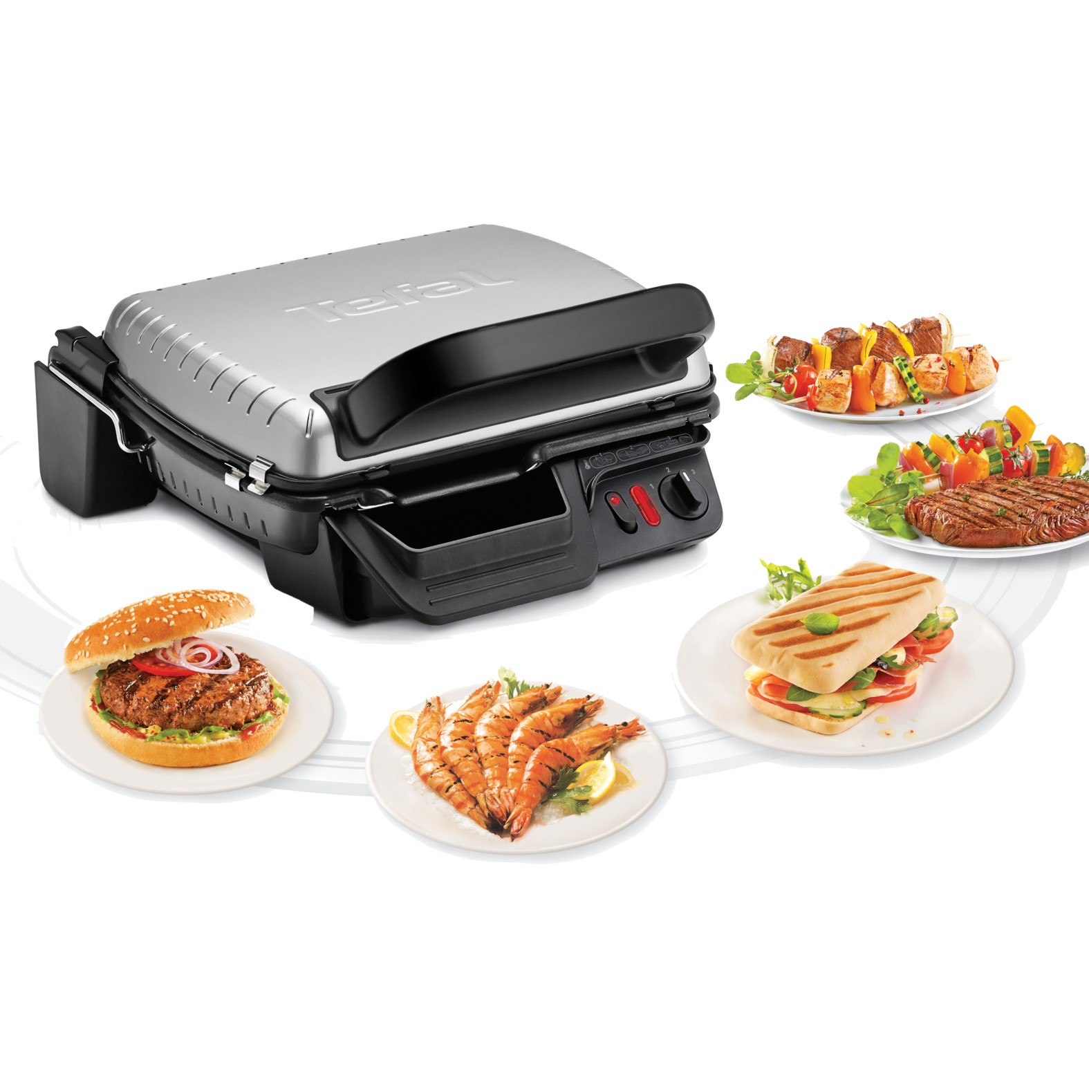 Elektro Kontaktgrill ULTRACOMPACT 600 COMFORT GC306012 2000 W, silber, Tefal