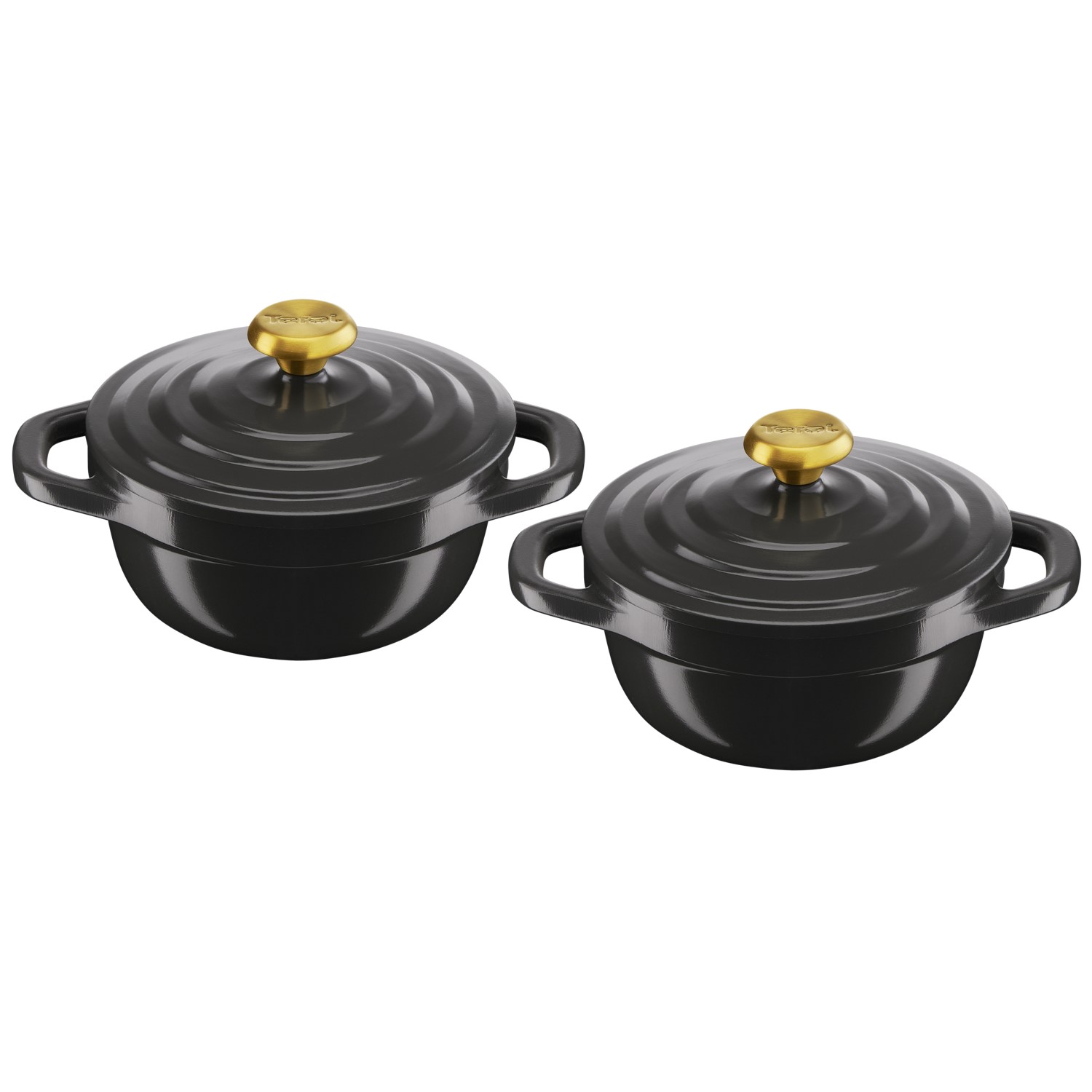 Kochtopf Kasserolle AIR MINI E255S255 11 cm, 2er-Set, 450 ml, schwarz, Aluminium, Tefal