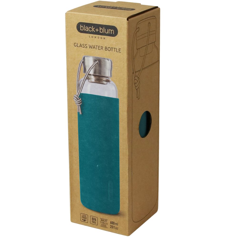 Trinkflasche 600 ml, Meer, Glas, Black+Blum