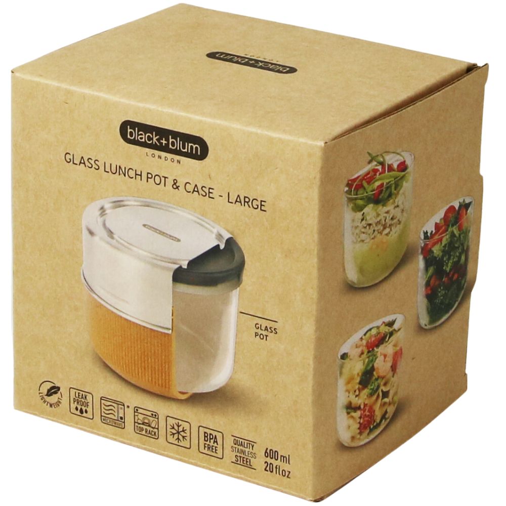 Lunchbox 600 ml, Mandel, Glas, Black+Blum