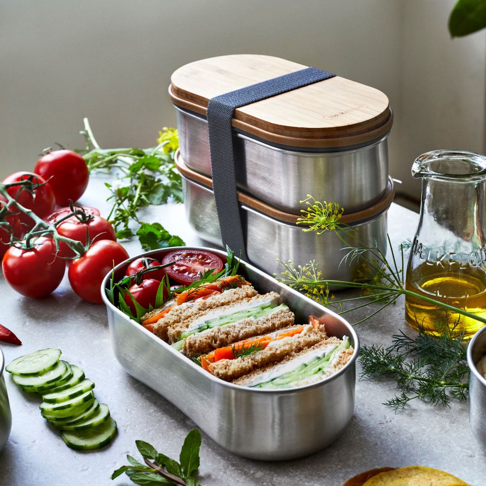 Lunchbox 1 l, grau, Edelstahl, Black+Blum