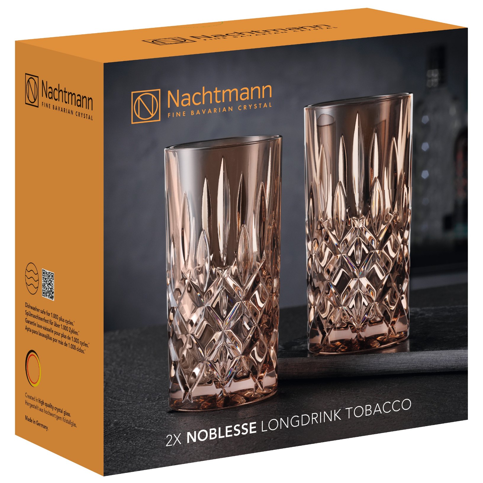 Longdrinkglas NOBLESSE COLORS 395 ml, 2er-Set, Tabak, Nachtmann