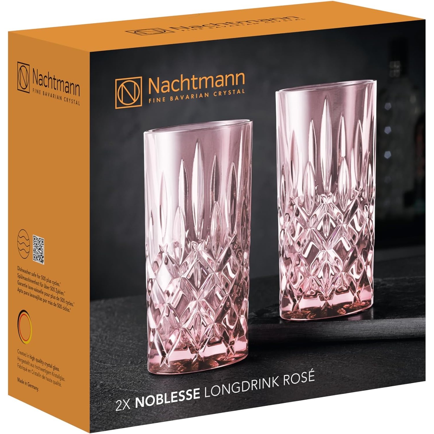 Longdrinkglas NOBLESSE FRESH COLORS 395 ml, 2er-Set, rosa, Nachtmann