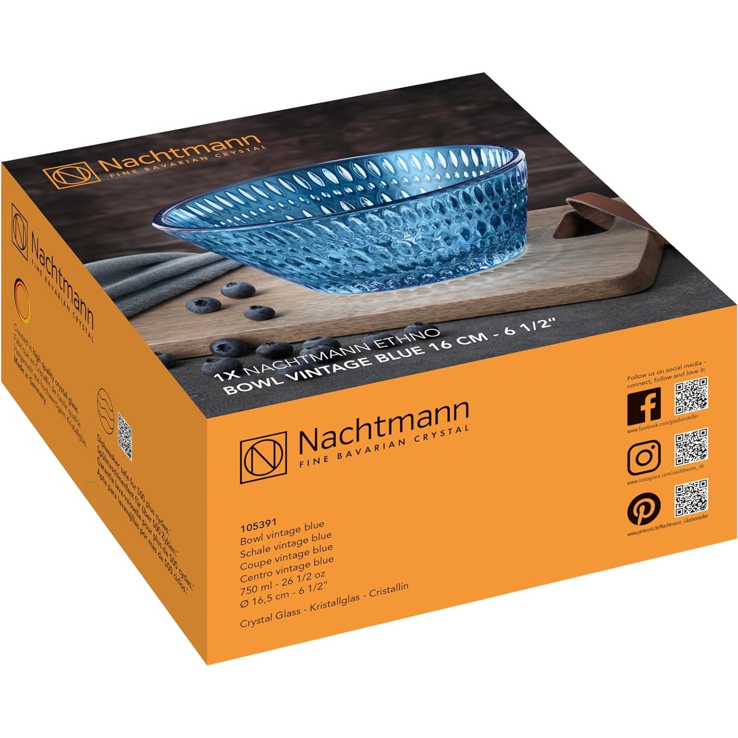 Servierschale ETHNO 750 ml, blau, Glas, Nachtmann