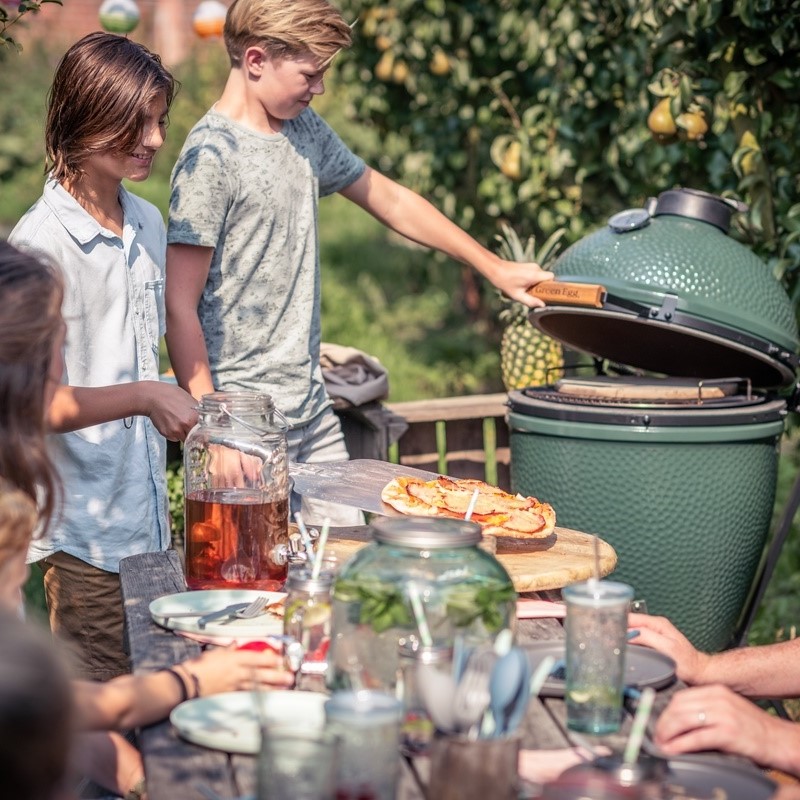 Holzkohlegrill L 46 cm, + Tischsystem mobil + ConvEGGtor + Ascheschieber, Big Green Egg