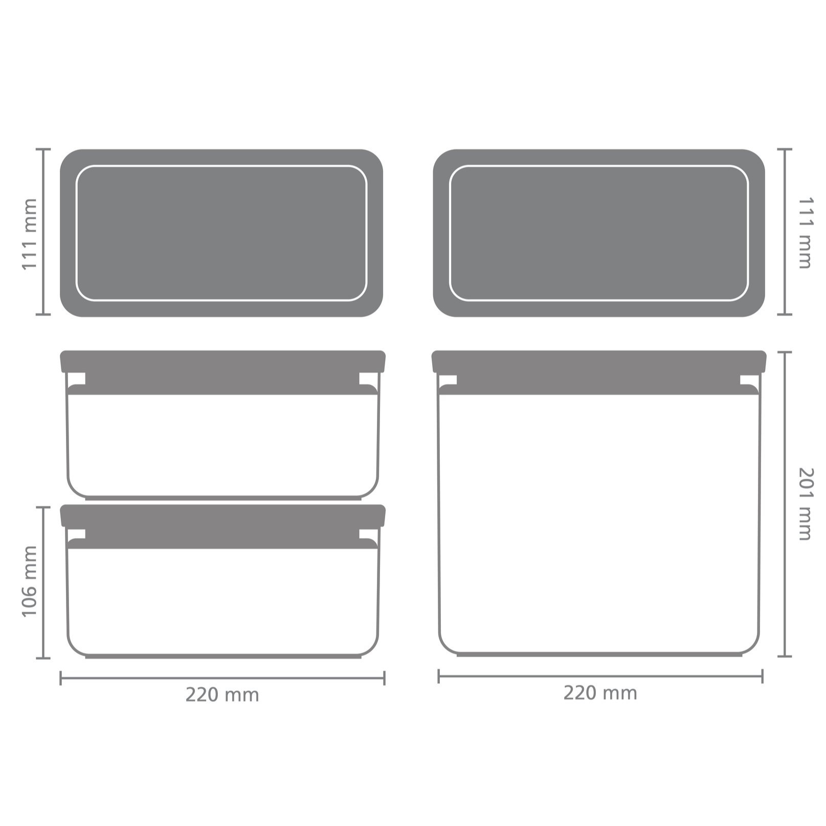 Vorratsdose TASTY PLUS, 3et-Set, dunkelgrau, Brabantia