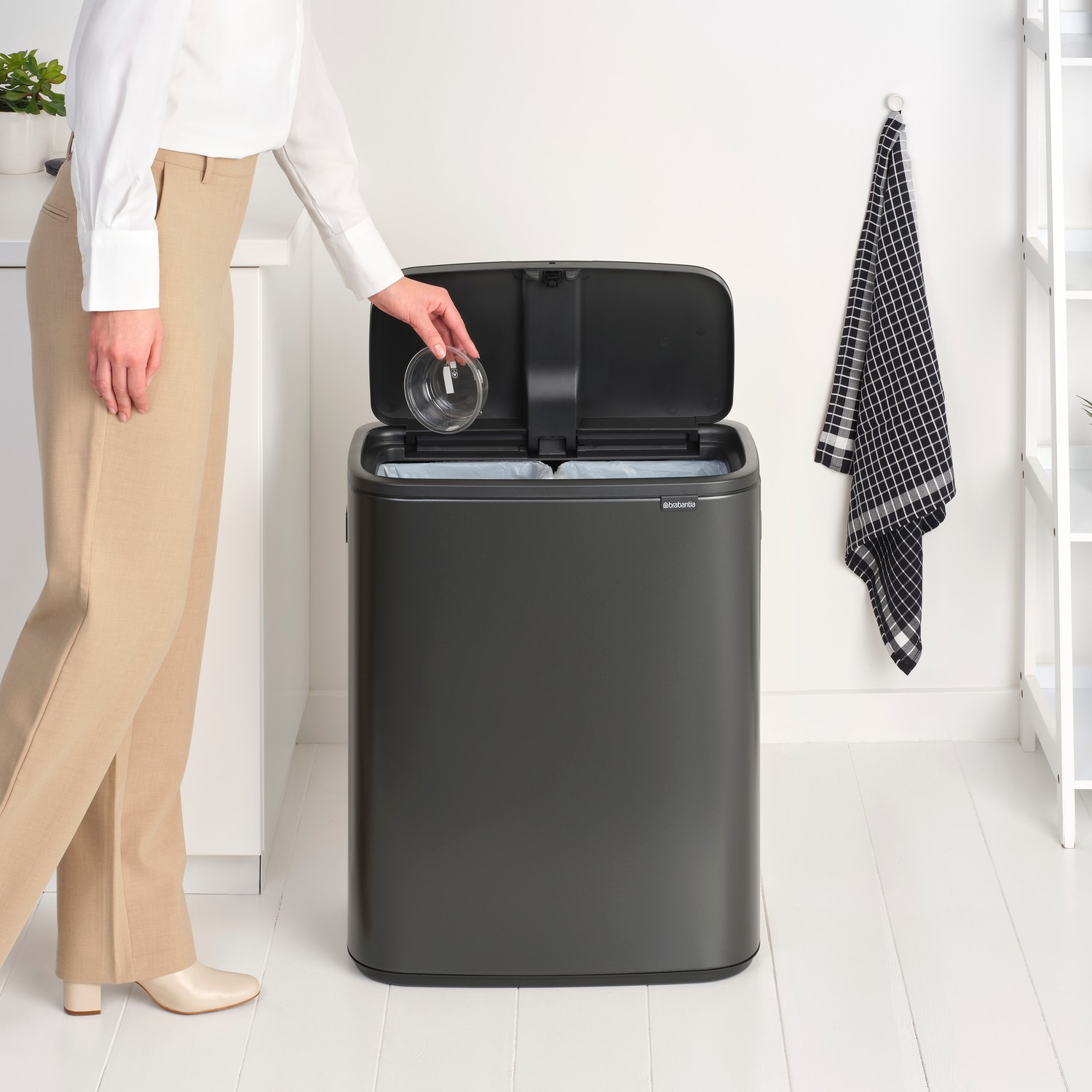 Touch Mülleimer BO TOUCH BIN 2x 30 l, Confident Grey, Stahl, Brabantia