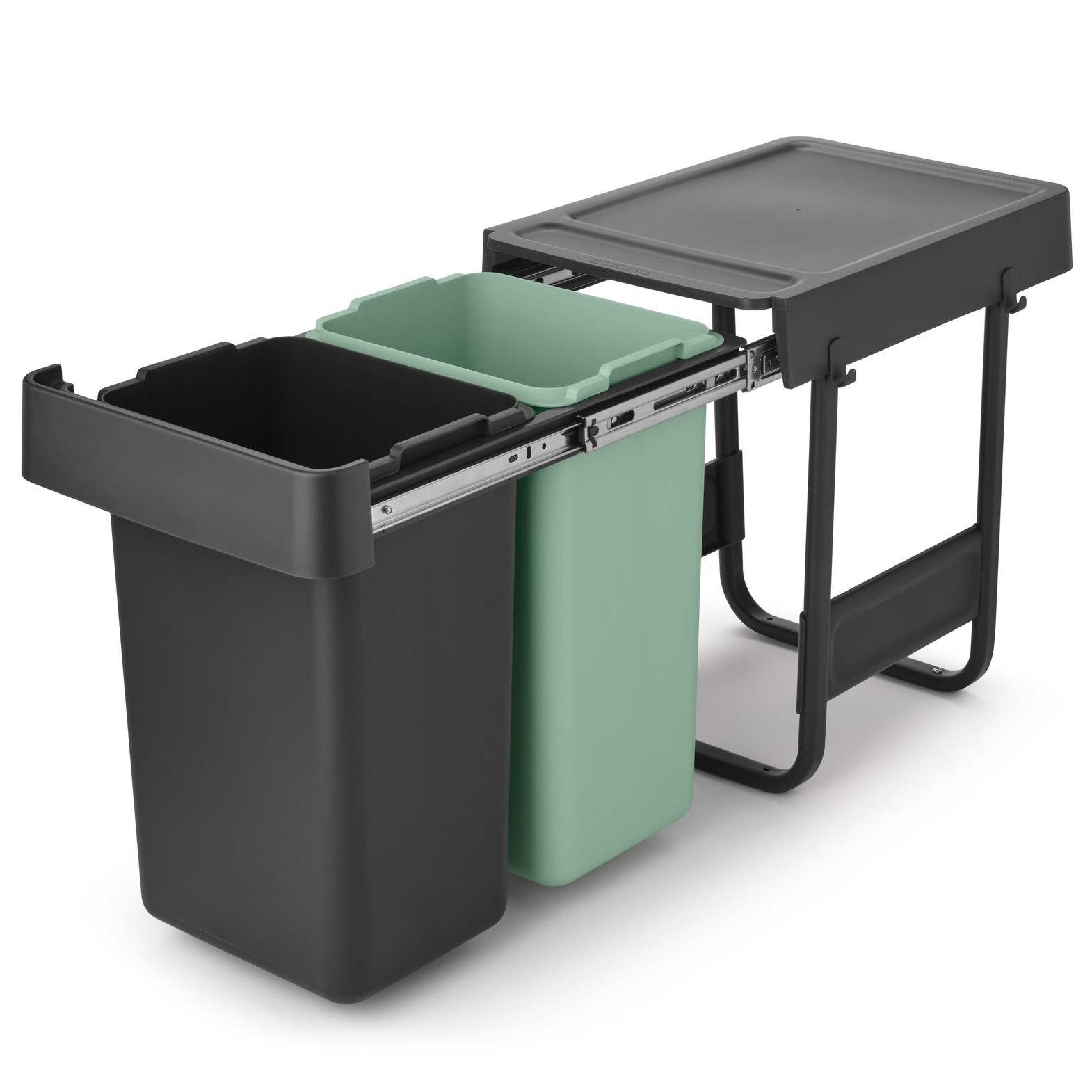 Einbaumülleimer SORT & GO 2x 15 l, dunkelgrau / jade green, Kunststoff, Brabantia
