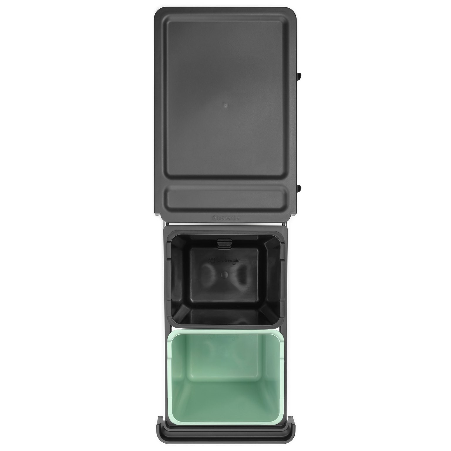 Einbaumülleimer SORT & GO 2x 15 l, dunkelgrau / jade green, Kunststoff, Brabantia