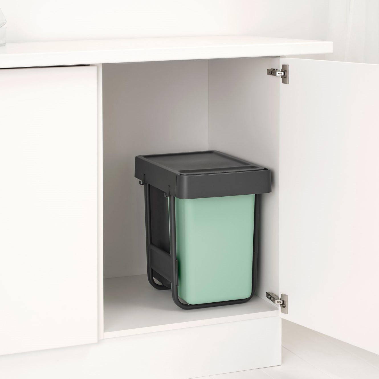 Einbaumülleimer SORT & GO 2x 15 l, dunkelgrau / jade green, Kunststoff, Brabantia