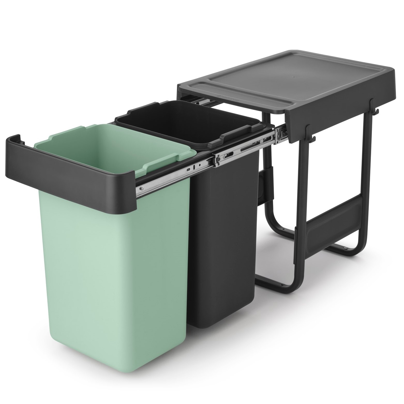 Einbaumülleimer SORT & GO 2x 15 l, dunkelgrau / jade green, Kunststoff, Brabantia