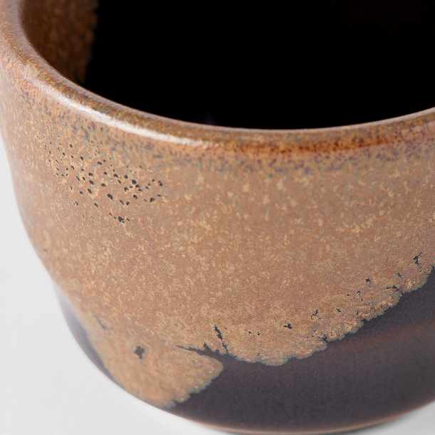 Sake Becher 30 ml, braun / schwarz, Keramik, MIJ