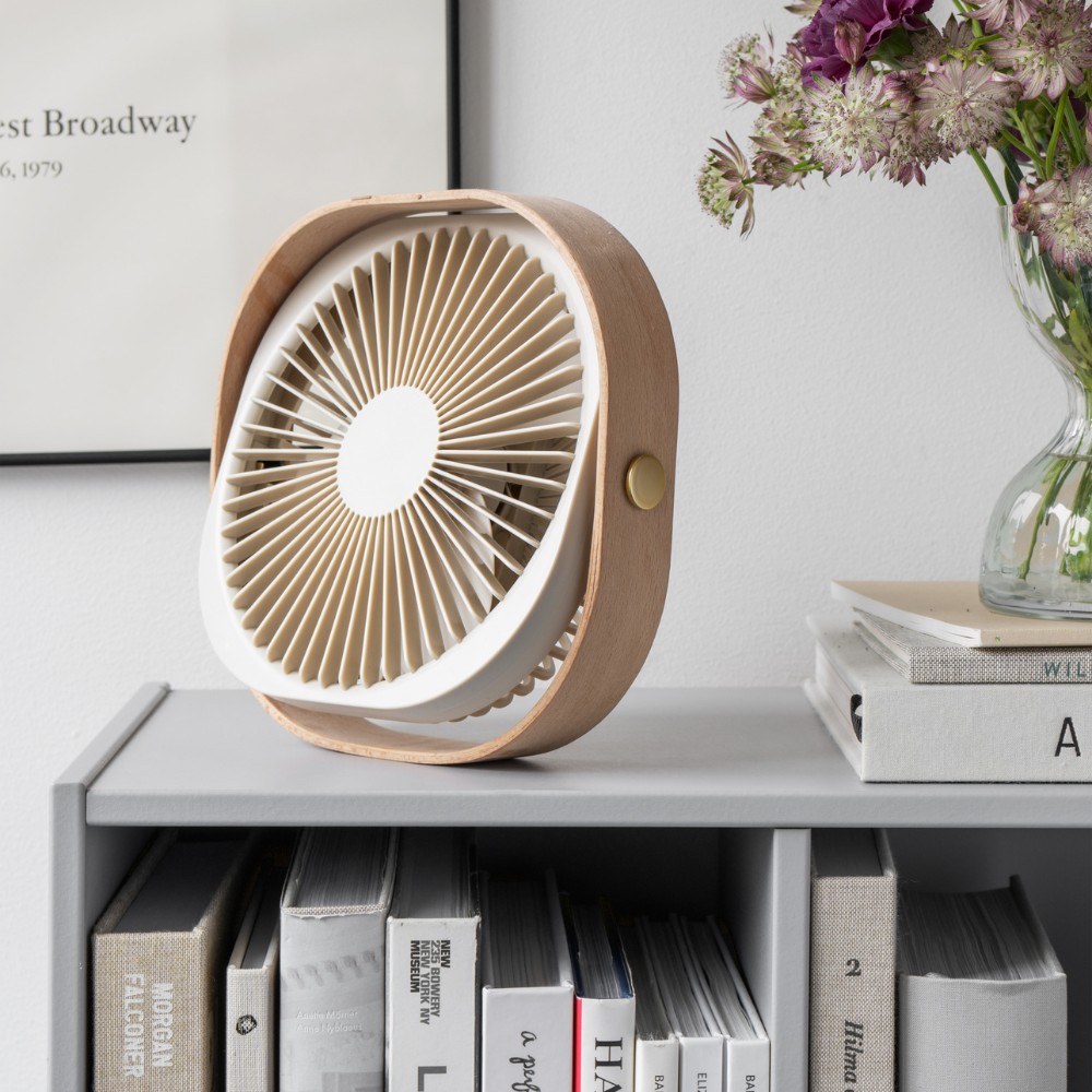 Tischventilator FANTASTIC 20 cm, beige, Holz, Printworks