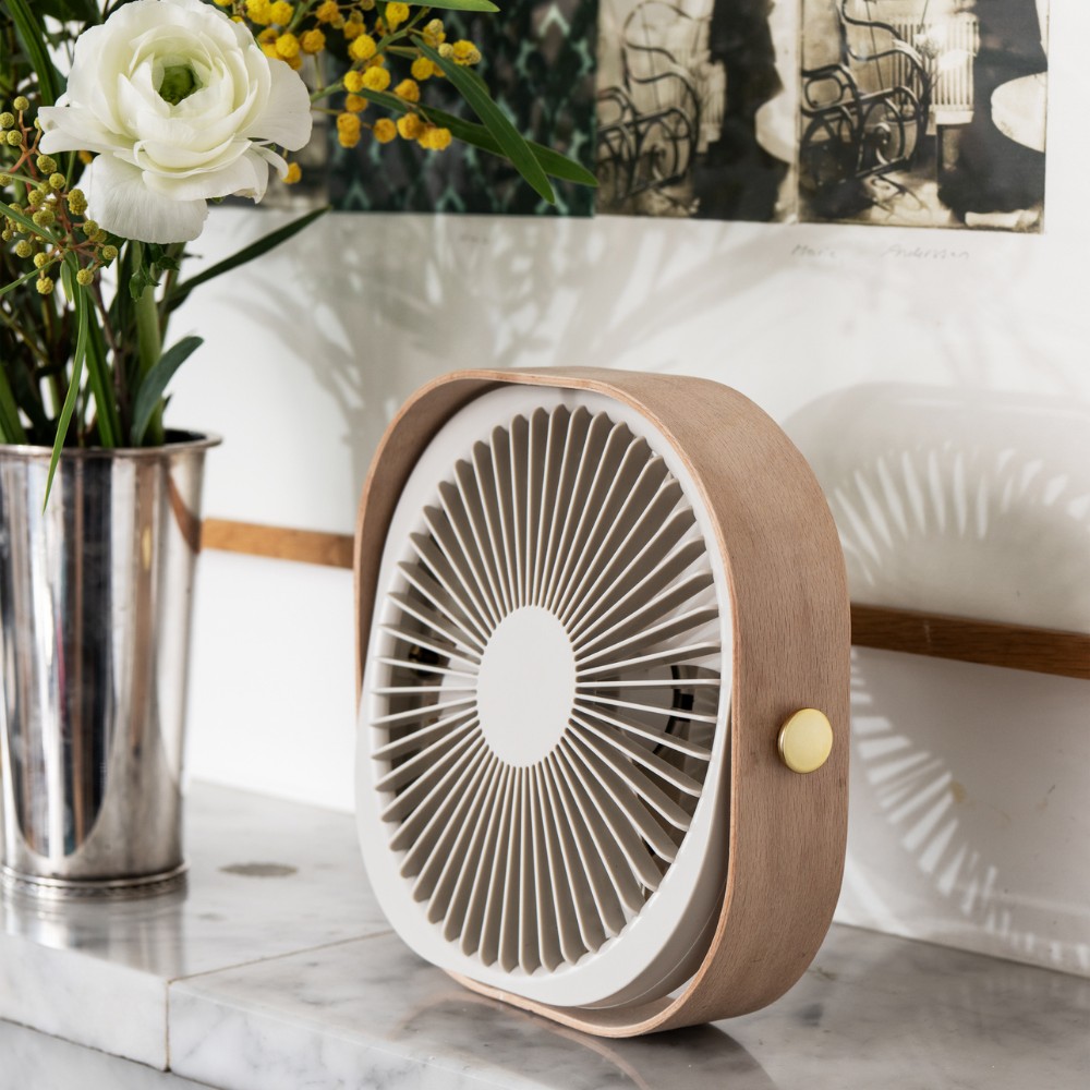 Tischventilator FANTASTIC 20 cm, beige, Holz, Printworks