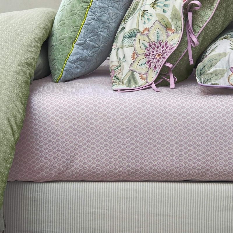 Spannbettlaken Doppelbett THOUSAND LEAVES 180 x 200 cm, lila, Baumwollperkal, Pip Studio