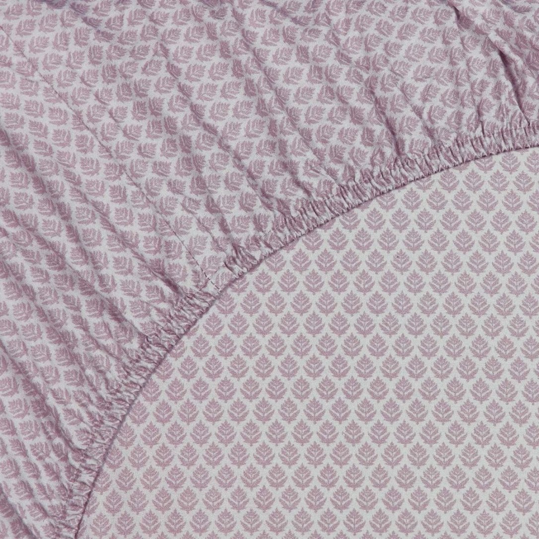 Spannbettlaken Doppelbett THOUSAND LEAVES 180 x 200 cm, lila, Baumwollperkal, Pip Studio