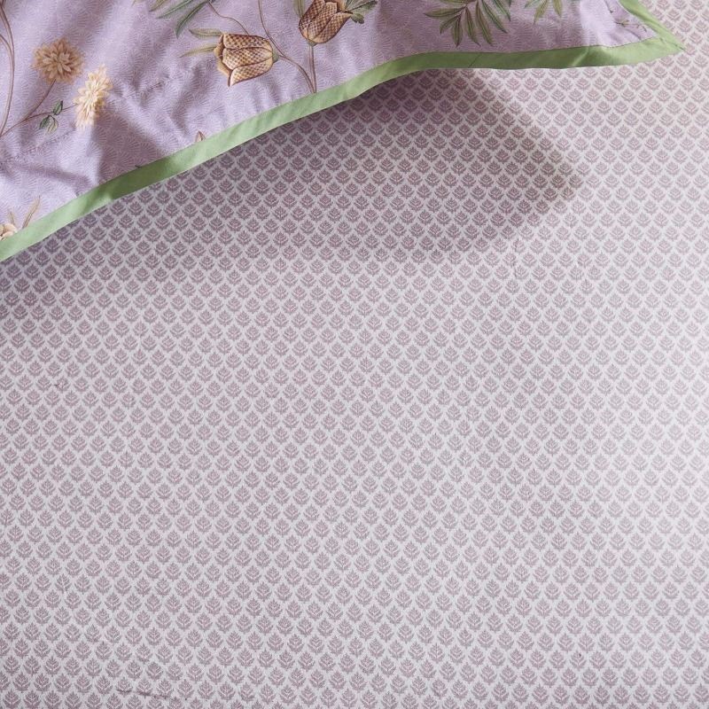 Spannbettlaken Doppelbett THOUSAND LEAVES 180 x 200 cm, lila, Baumwollperkal, Pip Studio