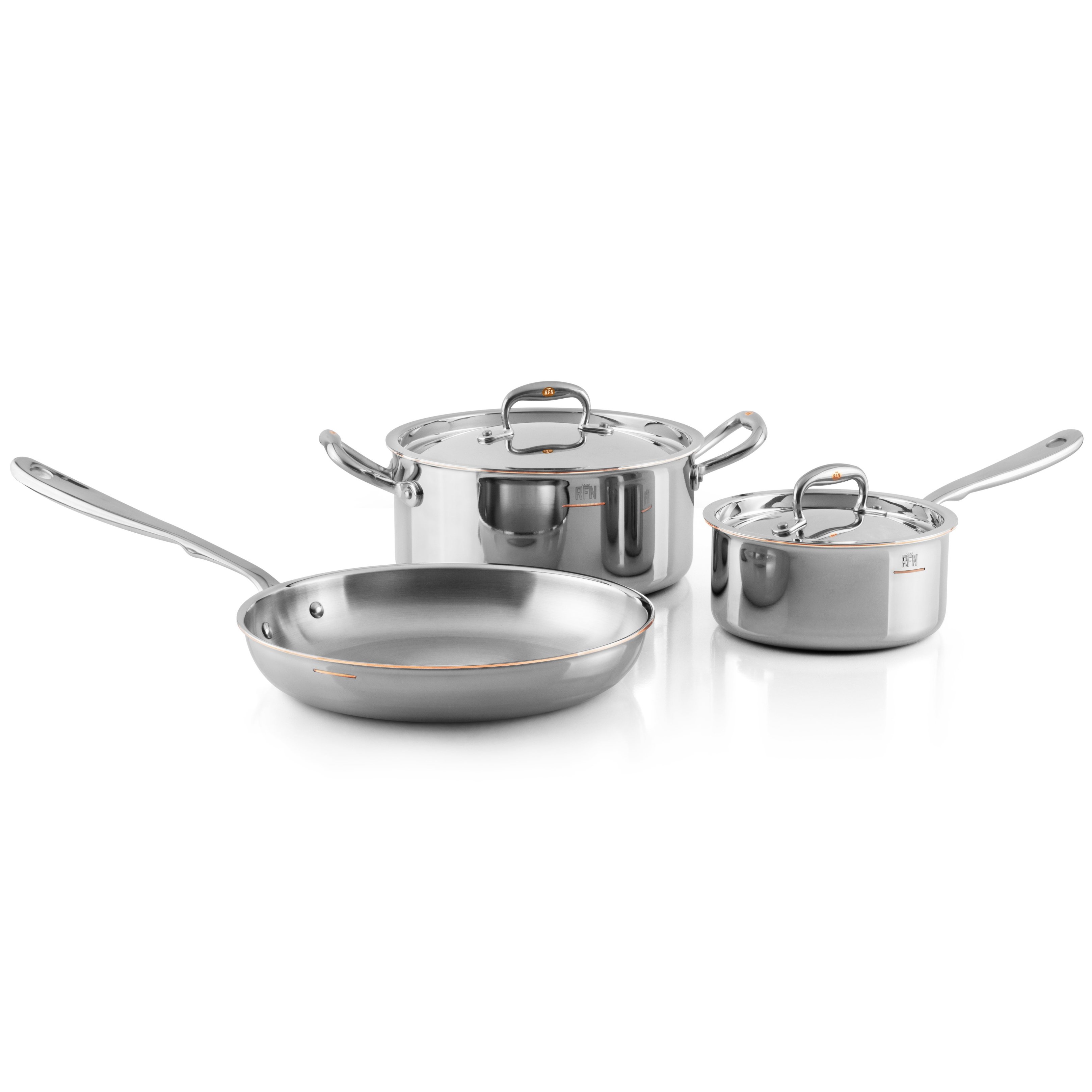 Kochtopfset CON CUORE, 5-teilig, Silber, Kupfer, Ruffoni