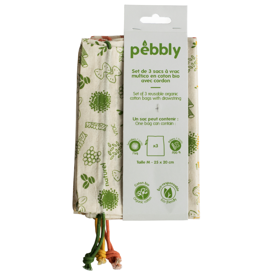 Frischhaltebeutel wiederverwendbar NBA179, 3er-Set, Baumwolle, Pebbly