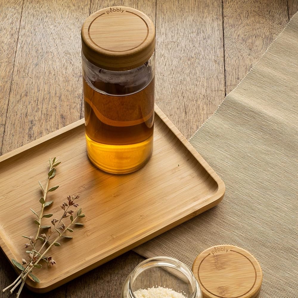 Serviertablett NBA160 28 x 20 cm, braun, Bambus, Pebbly