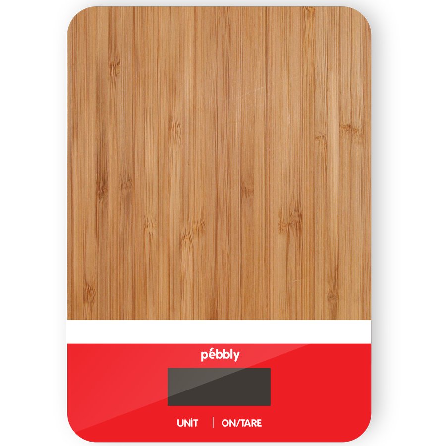 Küchenwaage digital PEB-BRN 23 cm, rot, Bambus, Pebbly