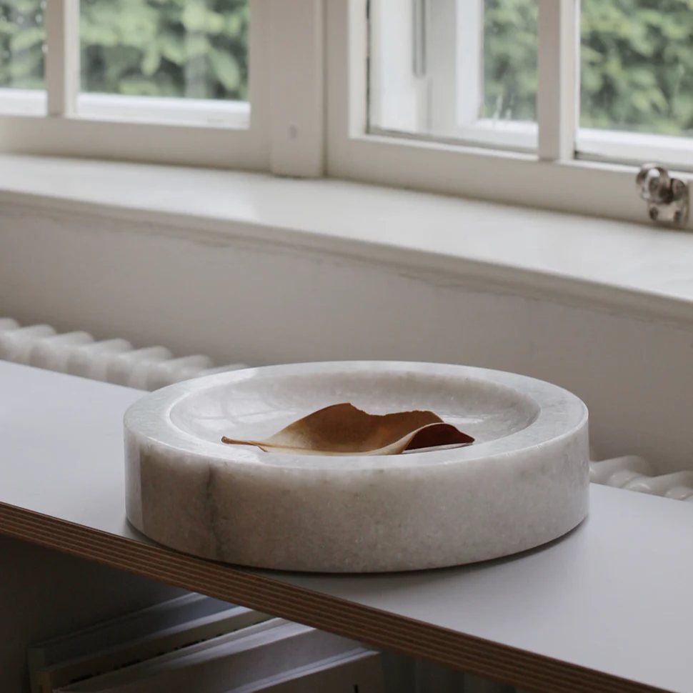 Servierplatte 25 cm, grau, Marmor, Humdakin