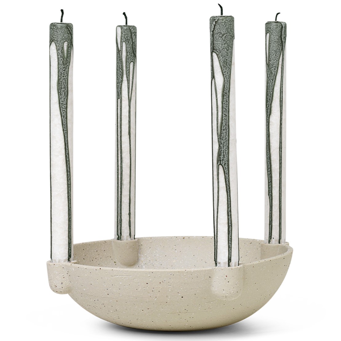 Stabkerzenhalter BOWL 27 cm, Sand, steingut, fest LIVING