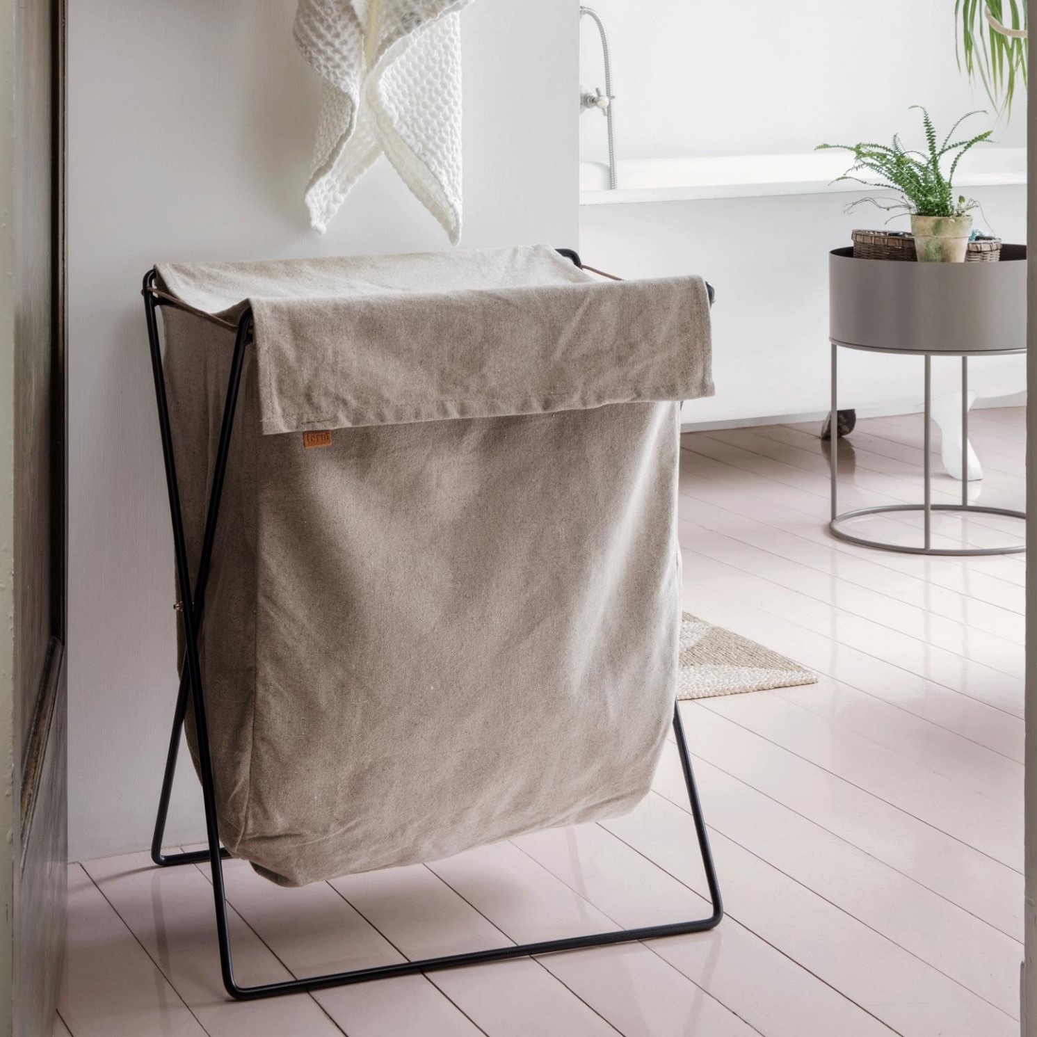 Wäschekorb HERMAN 65 cm, eisen / baumwolle, fest LIVING