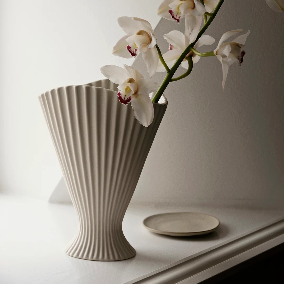 Vase BRUNNEN 30,5 cm, weiß, steingut, fest LIVING