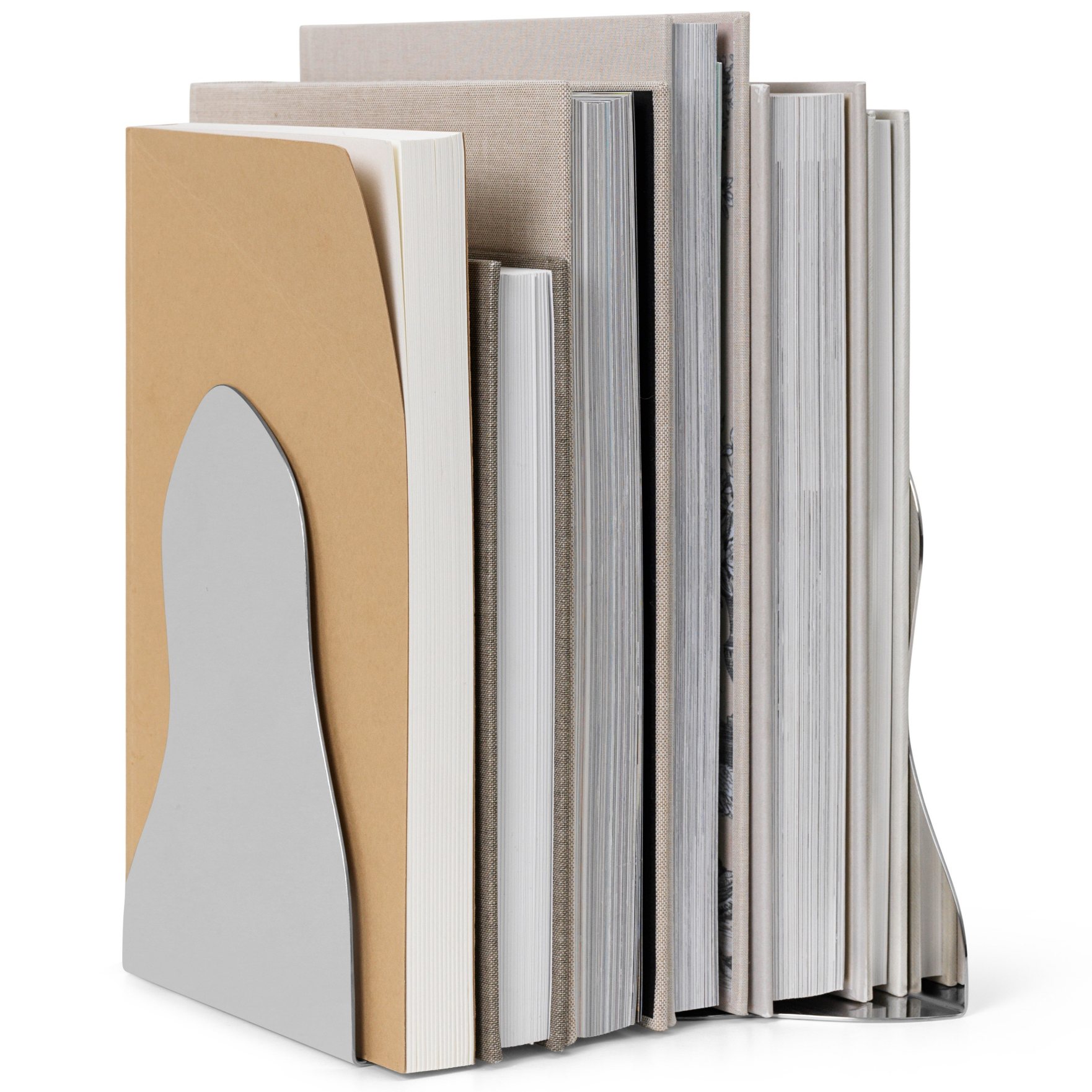 Buchstütze POND 20 cm, set à 2 st, silber, edelstahl, ferm LIVING