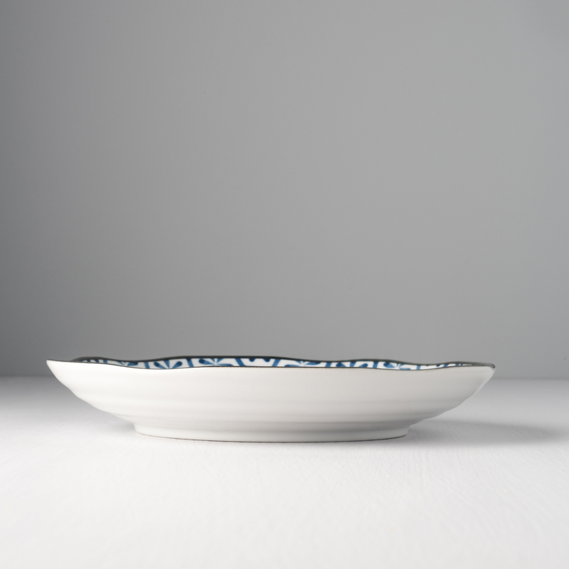 Dessertteller HEXAGON FLOWER INDIGO IKAT 23 cm, MIJ